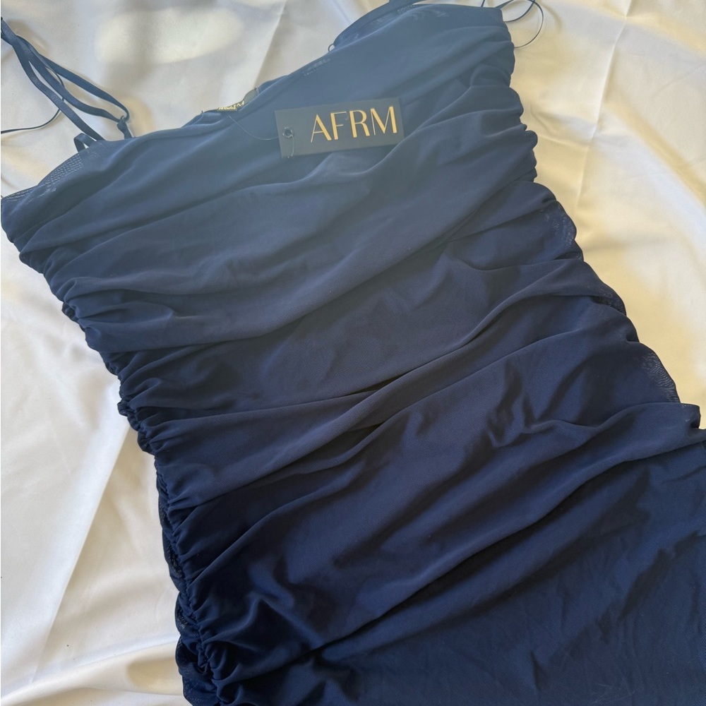 AFRM Navy Blue Ruched Dress - Picture 2 of 5